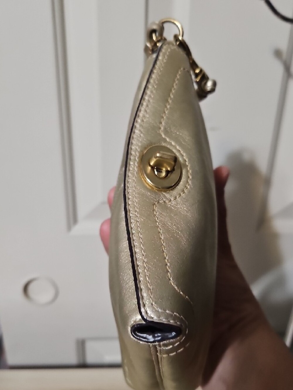 Coach NWOT Turnlock Metallic Gold Wristlet - Picture 4 of 15
